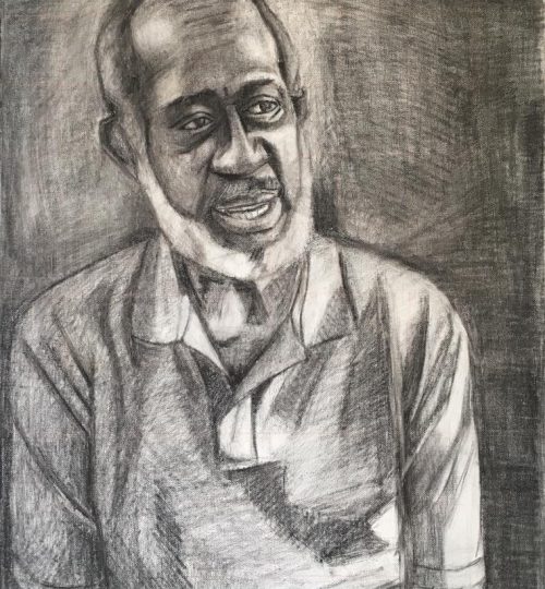 Jameel Amman, Portrait of Fr. Phillip J. Linden Jr. S.S,J., Charcoal on Canvas